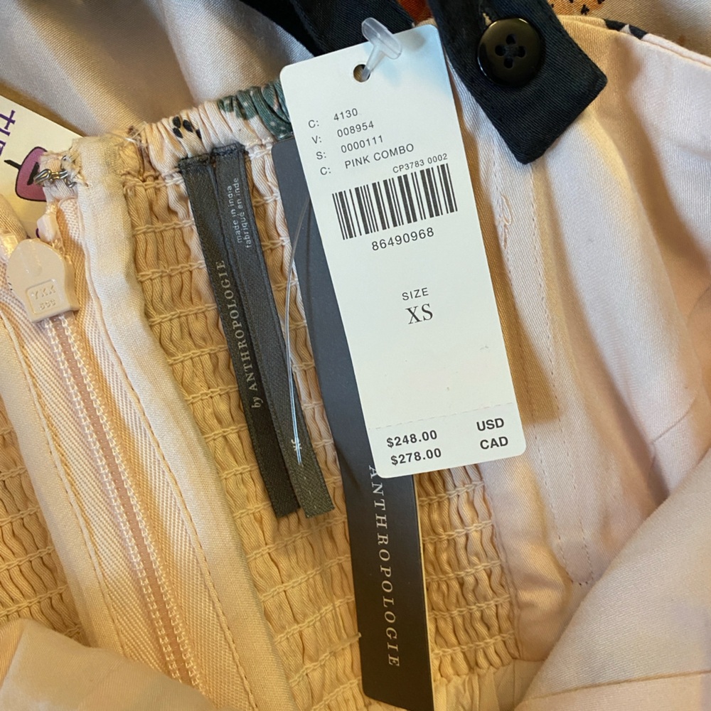 NWT Anthropologie Pale Pink Floral Midi Dress for Prom. Size XS. - Picture 9 of 11